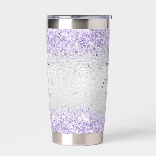 Silver violet glitter elegant bruiloft geïsoleerde drinkbeker (Links)