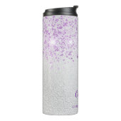 Silver violet glitter monogram initialen thermosbeker (Gedraaid links)