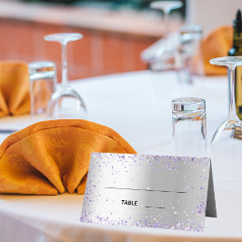 Silver violet sparkles bruiloft plaatskaartje