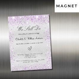 Silver violet vow bruiloft luxe magnetische uitnodiging