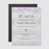 Silver violet vow bruiloft luxe magnetische uitnodiging (Voorkant / Achterkant)