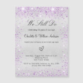 Silver violet vow bruiloft luxe magnetische uitnodiging (Voorkant)
