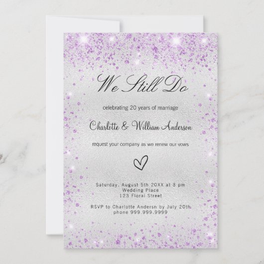 Silver violet vow trouwverlenging kaart (Voorkant)