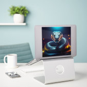 Silver Viper Snake Tongue Flicking Sticker (Laptop op bureau)