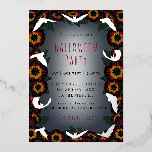 Silver vleet Gothic halloween party briefkaart (Voorkant)