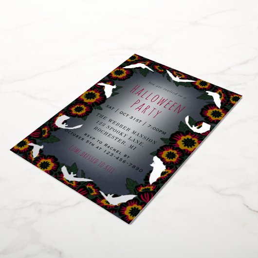 Silver vleet Gothic halloween party briefkaart (Gedraaid)
