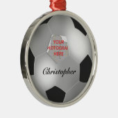 Silver Voetbal aanpasbaar fotolijst Metalen Ornament (Rechts)