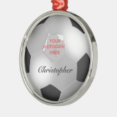 Silver Voetbal aanpasbaar fotolijst Metalen Ornament (Links)