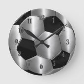 Silver Voetbal Clock Ronde Klok (Voorkant)