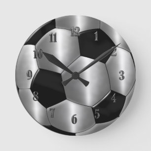 Silver Voetbal Clock Ronde Klok