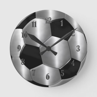 Silver Voetbal Clock Ronde Klok