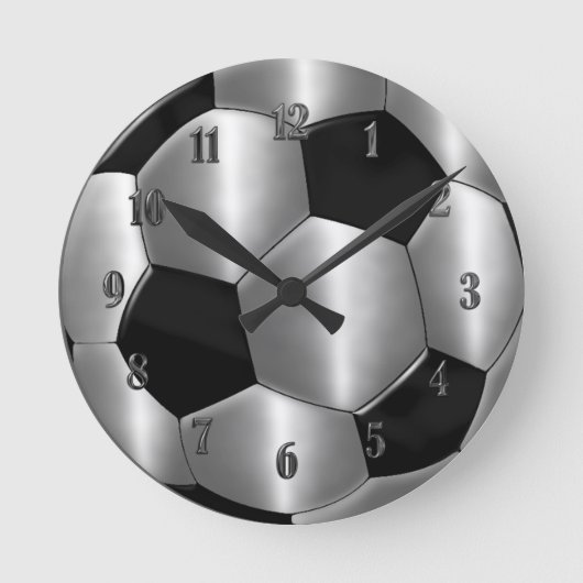 Silver Voetbal Clock Ronde Klok (Voorkant)