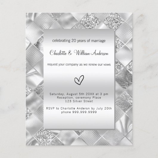 Silver vow-uitnodiging voor verlenging bruiloft (Voorkant)