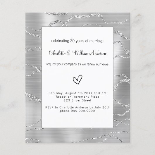 Silver vow-uitnodiging voor verlenging bruiloft flyer (Voorkant)