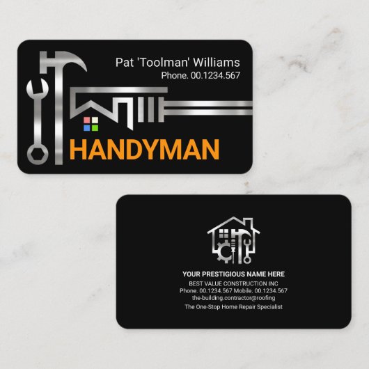 Silver Waring Tools Rooftop Silhouette Visitekaartje (Voorkant / Achterkant)