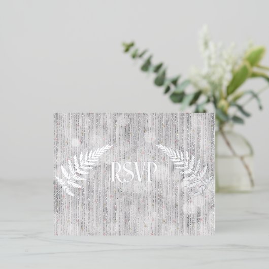 Silver Waterfall Curtain RSVP Folie Uitnodiging Briefkaart (Staand Voorkant)