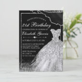 Silver Waterverf Dress & agate 21st Birthday Kaart (Staand voorkant)