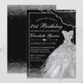 Silver Waterverf Dress & agate 21st Birthday Kaart (Voorkant / Achterkant)