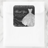 Silver Waterverf Dress & Glam Edge Sweet 16 Vierkante Sticker (Tas)