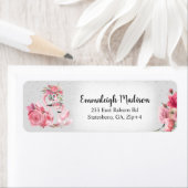 Silver Waterverf Flamingo Return Address Etiket (Insitu)