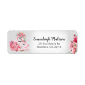 Silver Waterverf Flamingo Return Address Etiket (Voorkant)