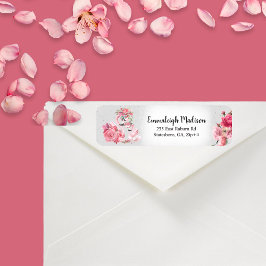 Silver Waterverf Flamingo Return Address Etiket