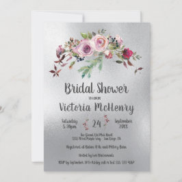 Silver Waterverf Floral Frosty Roos Vrijgezellenfe Kaart