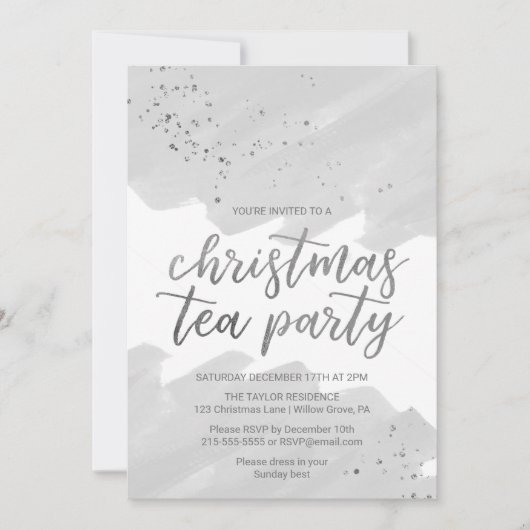 Silver Waterverf kersttheefeest Kaart (Voorkant)