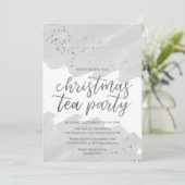 Silver Waterverf kersttheefeest Kaart (Staand voorkant)