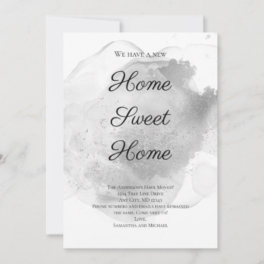 Silver Waterverf Wash Splash Moving Aankondiging (Voorkant)