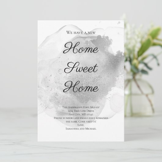 Silver Waterverf Wash Splash Moving Aankondiging (Staand voorkant)