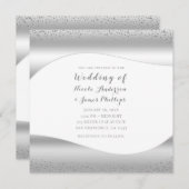 Silver Wave Sparkle Glitter Luxe Glam Wedding Kaart (Voorkant / Achterkant)