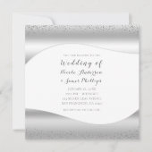 Silver Wave Sparkle Glitter Luxe Glam Wedding Kaart (Voorkant)