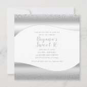Silver Wave Sparkle Glitter Luxury Glam Sweet 16 Kaart (Voorkant)