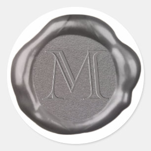 Silver Wax seal enkele Sticker monogram,