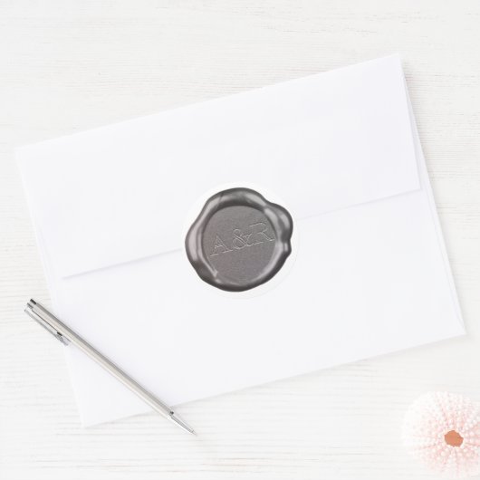 Silver Wax seal Sticker monogram, (Envelop)