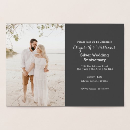 Silver Wedding 25th Jubileum Folie Kaarten (Binnen)