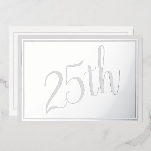 Silver Wedding 25th Jubileum Folie Uitnodiging (Voorkant / Achterkant)