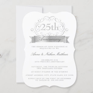 Silver Wedding 25th Jubileum Invite Kaart