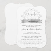 Silver Wedding 25th Jubileum Invite Kaart (Voorkant / Achterkant)