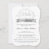 Silver Wedding 25th Jubileum Invite Kaart (Voorkant)