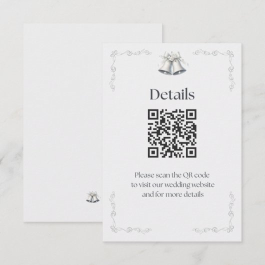 Silver Wedding Bells Details Enclosure Informatiekaartje (Voorkant / Achterkant)