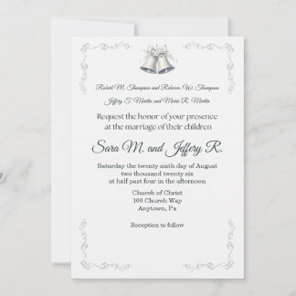 Silver Wedding Bells Wedding Invitation Kaart