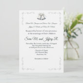 Silver Wedding Bells Wedding Invitation Kaart (Staand voorkant)
