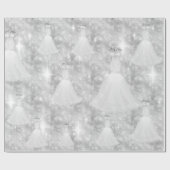 Silver Wedding Dress Bokeh Lights Wrapping Paper Cadeaupapier (Vlak)
