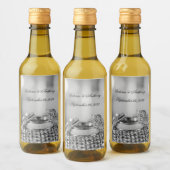 Silver Wedding Elegant Name Date Script Mini Wijn Etiket (Flessen)