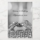 Silver Wedding Elegant Name Date Script Mini Wijn Etiket (Enkel label)