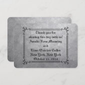 Silver Wedding Favor Labels Bedankkaart (Voorkant / Achterkant)