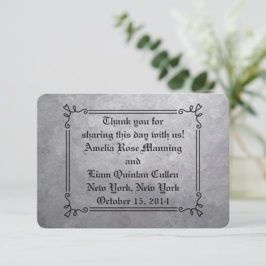 Silver Wedding Favor Labels Bedankkaart (Staand voorkant)
