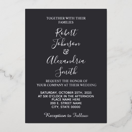 Silver Wedding Folie Uitnodiging (Voorkant)